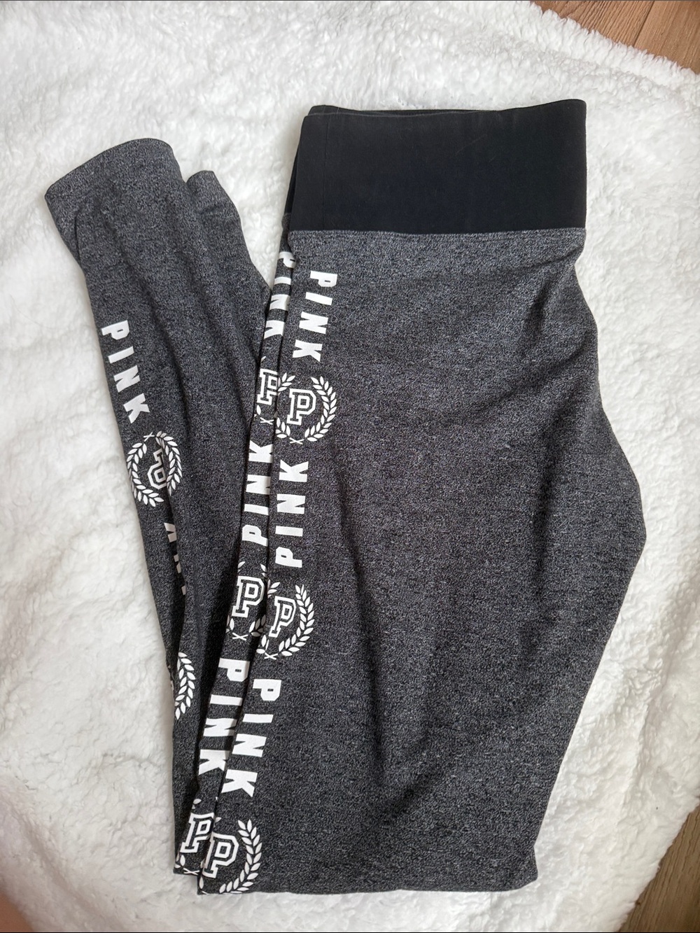PINK Victoria's Secret Heather Gray Logo Side-Stripe Leggings